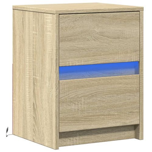 Armoire de chevet avec lumières LED chêne sonoma - Photo n°3; ?>