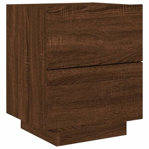 Armoire de chevet et lumières LED chêne marron bois ingénierie - Photo n°3; ?>