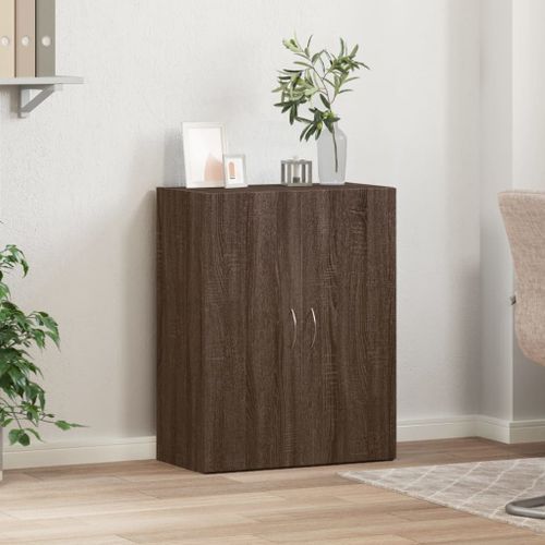 Armoire de classement chêne marron bois d'ingénierie - Photo n°3; ?>