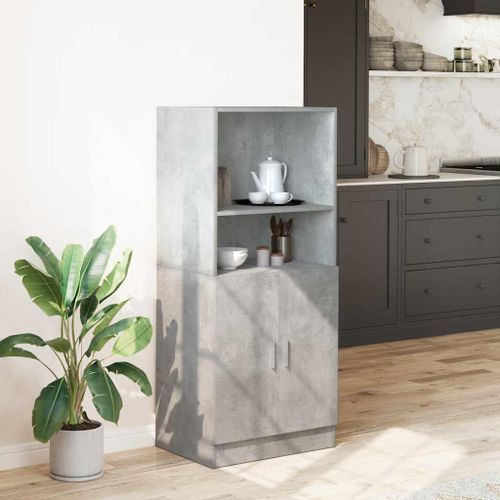 Armoire de cuisine gris béton 57x41,5x131,5 cm bois ingénierie - Photo n°3; ?>