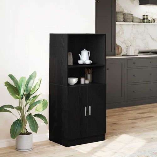 Armoire de cuisine noir 57x41,5x131,5 cm bois d'ingénierie - Photo n°3; ?>