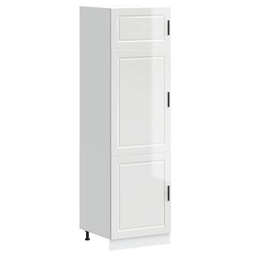 Armoire de cuisine Porto blanc brillant bois d'ingénierie - Photo n°2; ?>