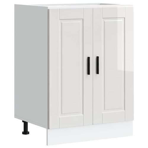 Armoire de cuisine Porto blanc brillant bois ingénierie - Photo n°2; ?>