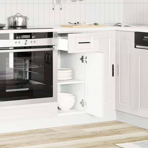 Armoire de cuisine Porto blanc brillant bois ingénierie - Photo n°3; ?>