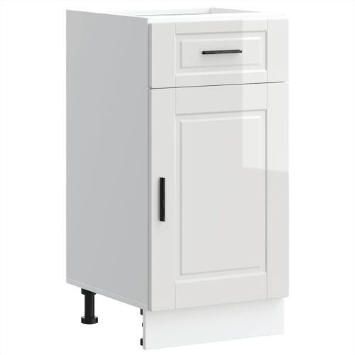 Armoire de cuisine Porto blanc brillant bois ingénierie - Photo n°2; ?>