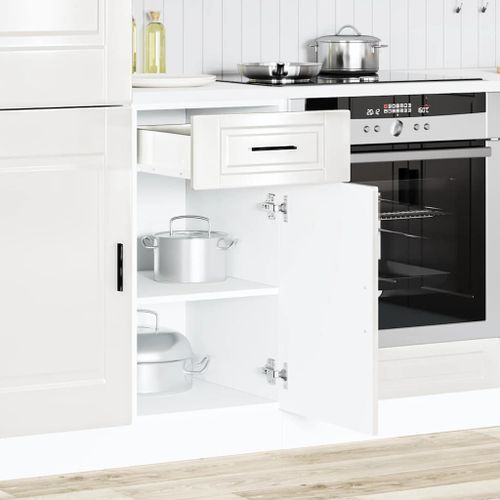 Armoire de cuisine Porto blanc brillant bois ingénierie - Photo n°3; ?>