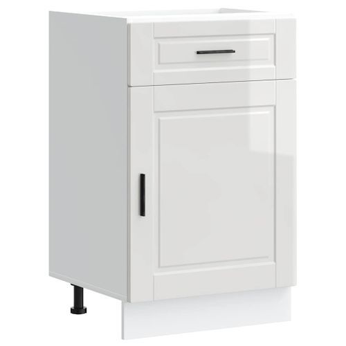 Armoire de cuisine Porto blanc brillant bois ingénierie - Photo n°2; ?>