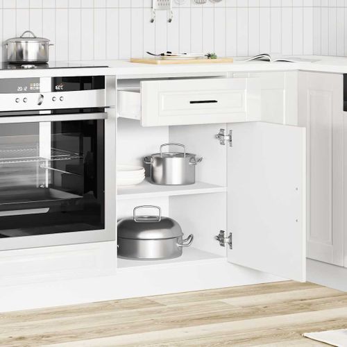 Armoire de cuisine Porto blanc brillant bois ingénierie - Photo n°3; ?>