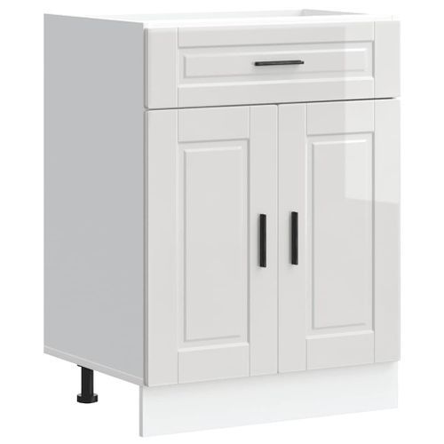 Armoire de cuisine Porto blanc brillant bois ingénierie - Photo n°2; ?>