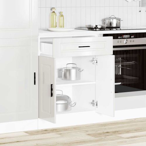 Armoire de cuisine Porto blanc brillant bois ingénierie - Photo n°3; ?>