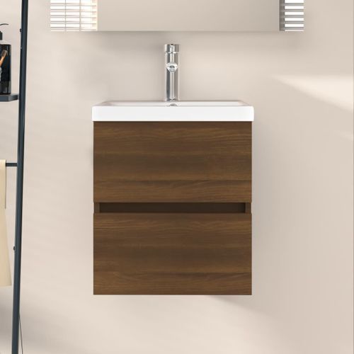 Armoire de lavabo Chêne marron 41x38,5x45 cm Bois d'ingénierie - Photo n°2; ?>