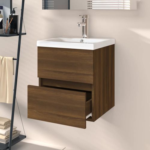 Armoire de lavabo Chêne marron 41x38,5x45 cm Bois d'ingénierie - Photo n°3; ?>