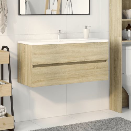 Armoire de lavabo de salle de bain chêne sonoma 100x38,5x45 cm - Photo n°3; ?>