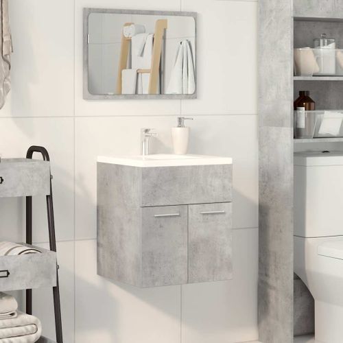 Armoire de lavabo de salle de bain gris béton 41x38,5x46 cm - Photo n°3; ?>