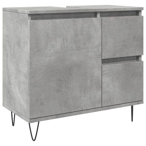 Armoire de lavabo de salle de bain gris béton 65x33x60 cm - Photo n°2; ?>