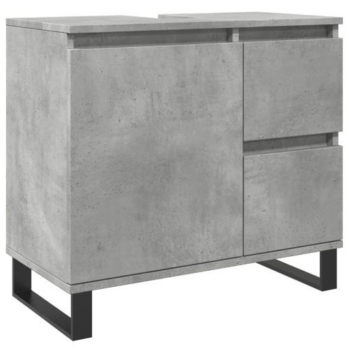 Armoire de lavabo de salle de bain gris béton 65x33x60 cm - Photo n°2; ?>