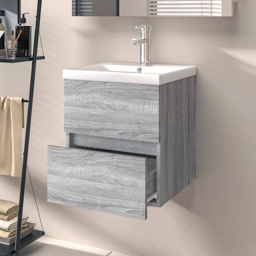 Armoire de lavabo Sonoma gris 41x38,5x45 cm Bois d'ingénierie - Photo n°3; ?>