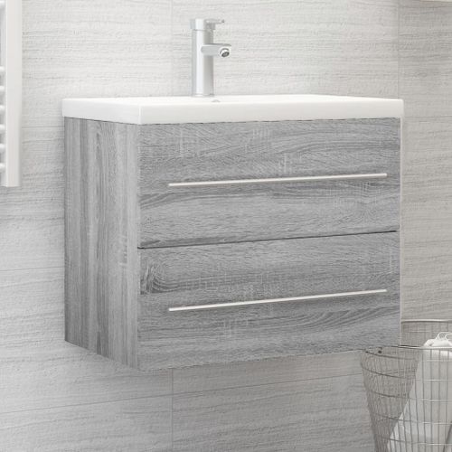 Armoire de lavabo Sonoma gris 60x38,5x48 cm Bois d'ingénierie - Photo n°2; ?>