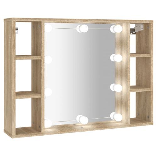 Armoire de miroir avec LED Chêne sonoma 76x15x55 cm - Photo n°2; ?>