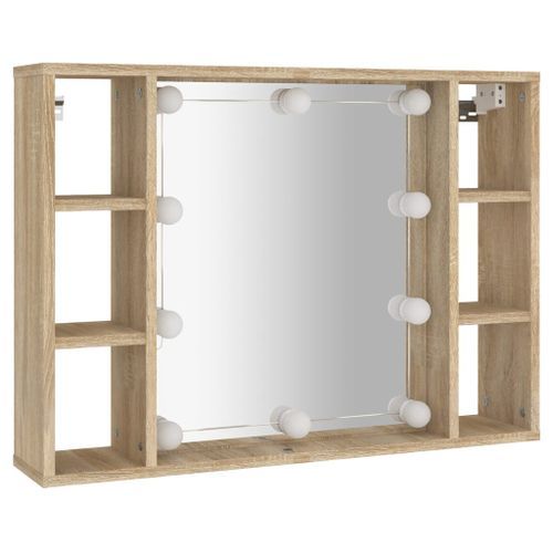 Armoire de miroir avec LED Chêne sonoma 76x15x55 cm - Photo n°3; ?>