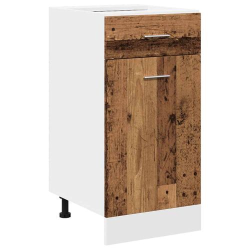 Armoire de plancher à tiroir vieux bois 40x46x81,5 cm - Photo n°2; ?>