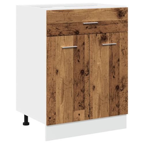 Armoire de plancher à tiroir vieux bois 60x46x81,5 cm - Photo n°2; ?>