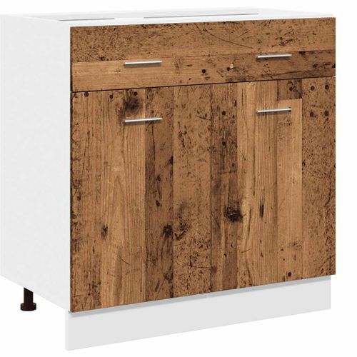 Armoire de plancher à tiroir vieux bois 80x46x81,5 cm - Photo n°2; ?>