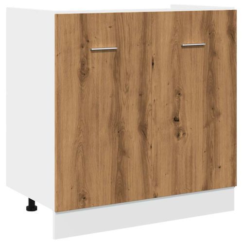 Armoire de plancher d'évier chêne artisanal 80x46x81,5 cm - Photo n°2; ?>