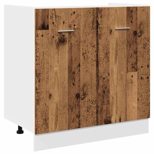 Armoire de plancher d'évier vieux bois 80x46x81,5 cm - Photo n°2; ?>