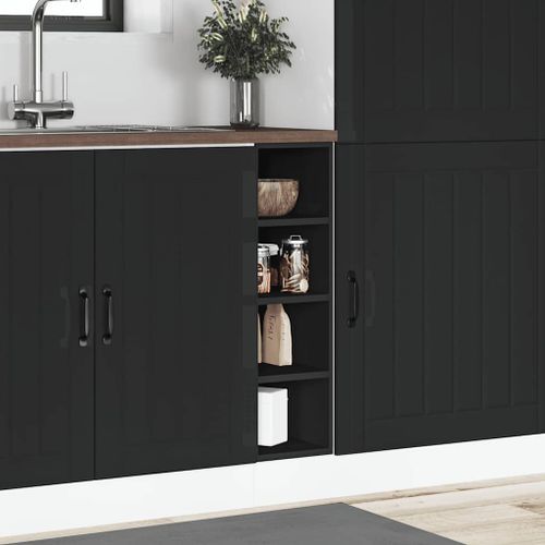 Armoire de plancher noir 20x44,5x81,5 cm bois d'ingénierie - Photo n°3; ?>