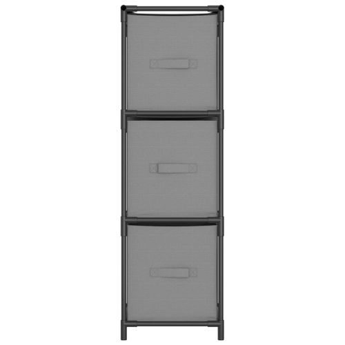 Armoire de rangement 3 tiroirs en tissu Gris 34x34x101 cm Acier - Photo n°3; ?>