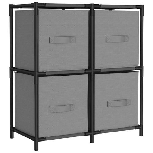 Armoire de rangement 4 paniers en tissu Gris 63x30x71 cm Acier - Photo n°2; ?>