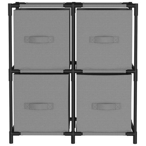 Armoire de rangement 4 paniers en tissu Gris 63x30x71 cm Acier - Photo n°3; ?>