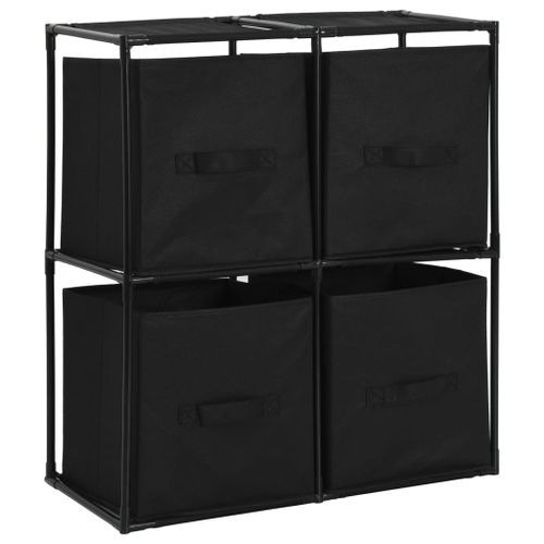 Armoire de rangement avec 4 paniers tissu Noir 63x30x71cm Acier - Photo n°2; ?>