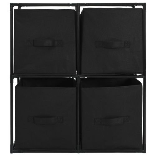 Armoire de rangement avec 4 paniers tissu Noir 63x30x71cm Acier - Photo n°3; ?>