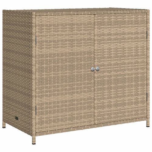 Armoire de rangement de jardin beige 83x45x76 cm résine tressée - Photo n°2; ?>