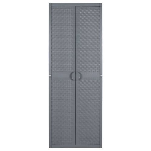 Armoire de rangement de jardin gris 65x45x172 cm PP rotin - Photo n°2; ?>