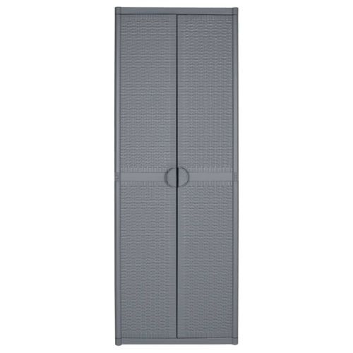 Armoire de rangement de jardin gris 65x45x172 cm PP rotin - Photo n°2; ?>