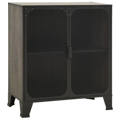 Armoire de rangement Gris 72x36x82 cm Métal et MDF - Photo n°2; ?>