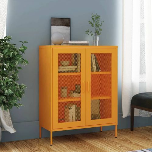 Armoire de rangement Jaune moutarde 80x35x101,5 cm Acier 2 - Photo n°2; ?>