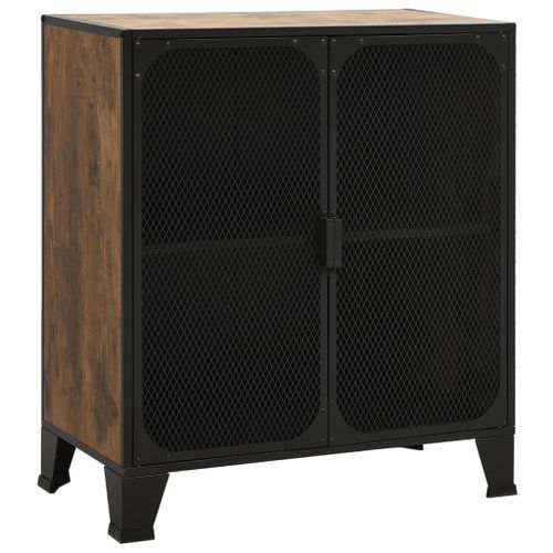 Armoire de rangement Marron rustique 72x36x82 cm Métal et MDF 2 - Photo n°2; ?>