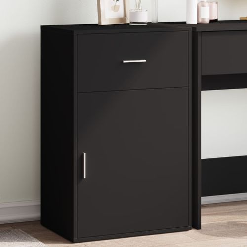 Armoire de rangement noir 56,5x39x90 cm bois d'ingénierie - Photo n°2; ?>