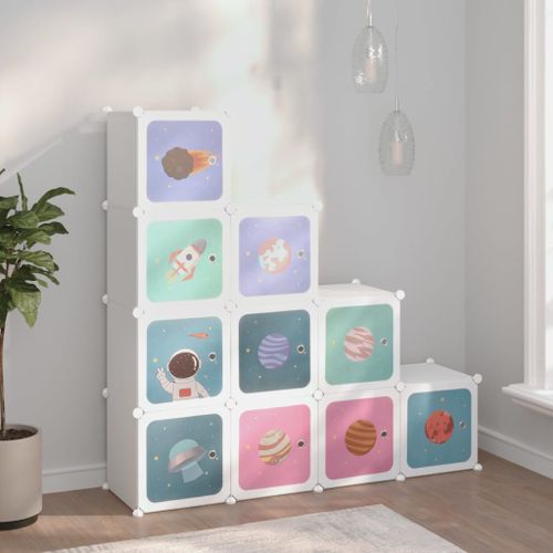 Armoire de rangement pour enfants avec 10 cubes Blanc PP - Photo n°2; ?>