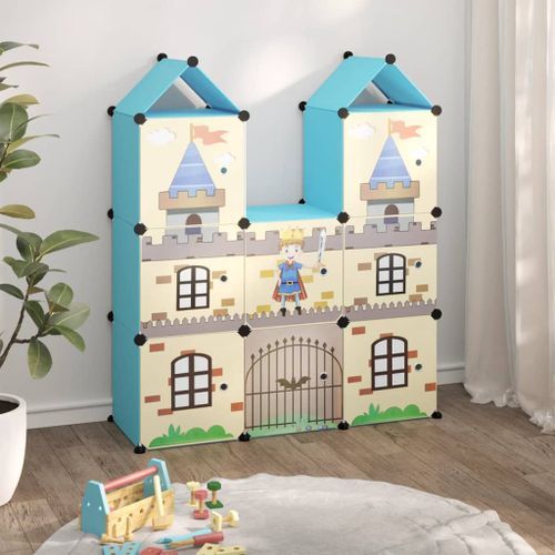 Armoire de rangement pour enfants avec 8 cubes Bleu PP - Photo n°2; ?>