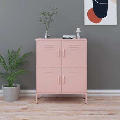 Armoire de rangement Rose 80x35x101,5 cm Acier - Photo n°2; ?>