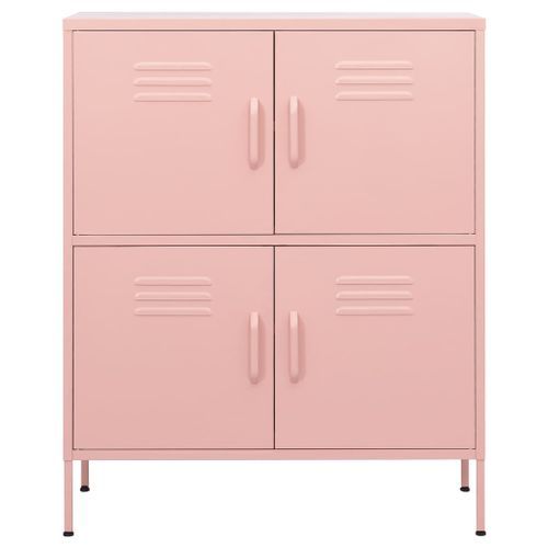 Armoire de rangement Rose 80x35x101,5 cm Acier - Photo n°3; ?>