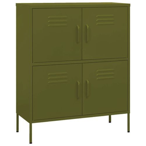 Armoire de rangement Vert olive 80x35x101,5 cm Acier 3 - Photo n°2; ?>