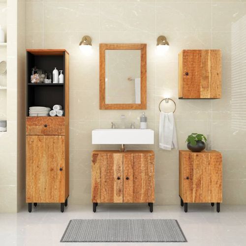 Armoire de salle de bain 38x33x160 cm bois massif d'acacia - Photo n°3; ?>