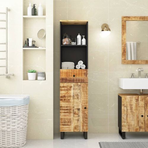 Armoire de salle de bain 38x33x160 cm bois massif de manguier - Photo n°2; ?>