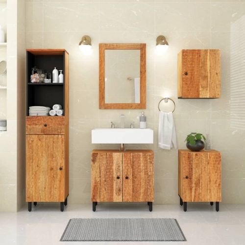 Armoire de salle de bain 38x33x58 cm bois massif d'acacia - Photo n°3; ?>